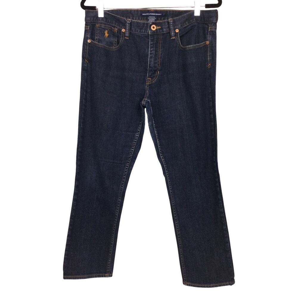 Ralph Lauren Sports Dark Wash Classic 5 Pocket Mid Rise Slim Fit Ankle Jeans 12